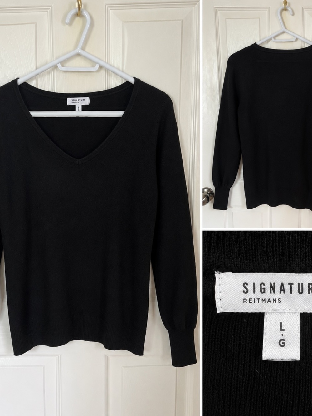 Reitmans Signature Black V-Neck Sweater – Size L